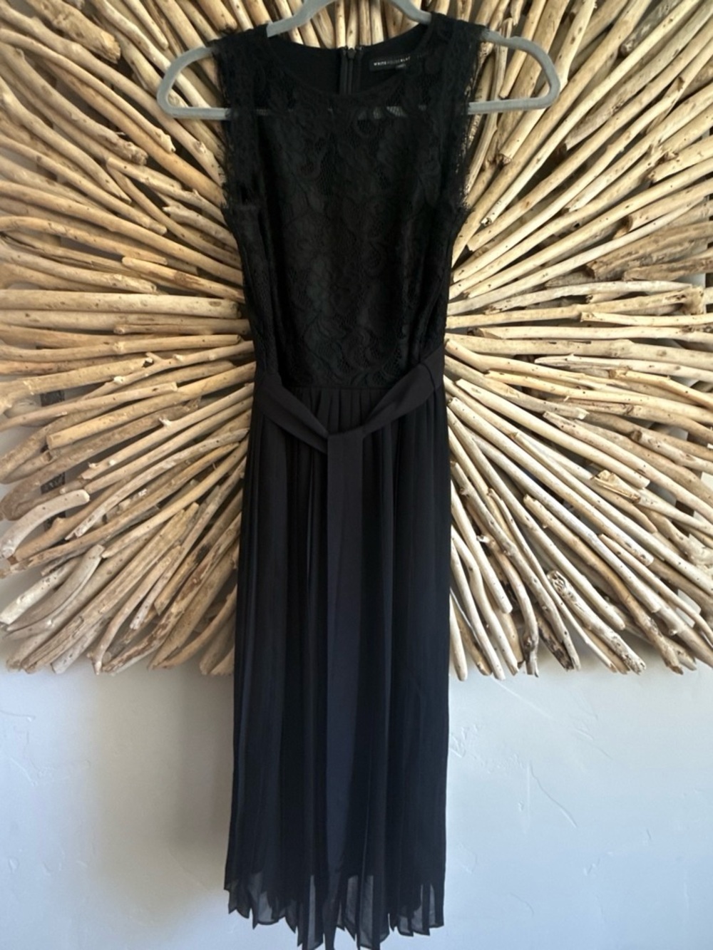 White House Black Market Black Sleeveless Lace Maxi Dress